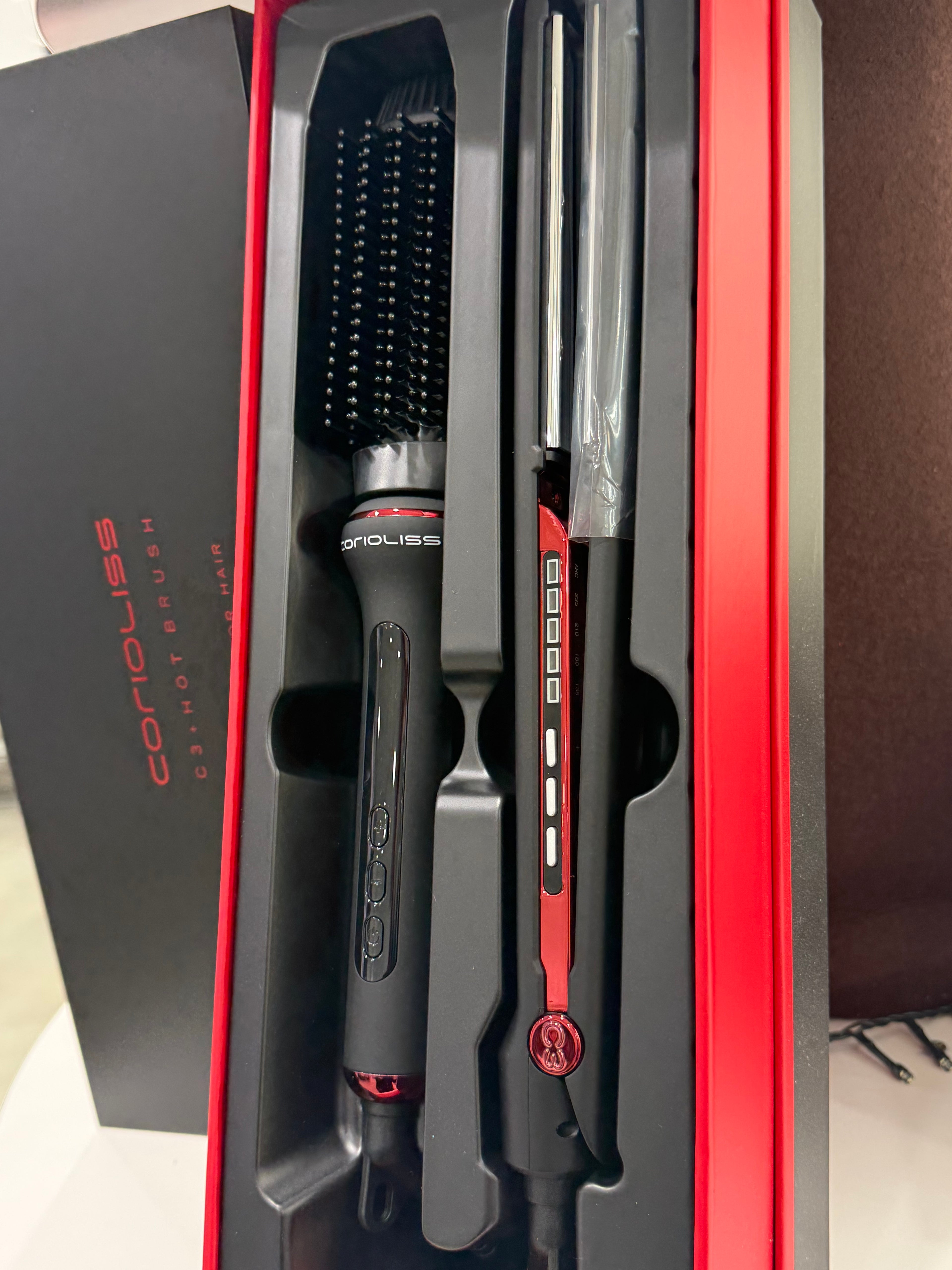 KIT PLANCHA C3 + CEPILLO HOT BRUSH BLACK RED
