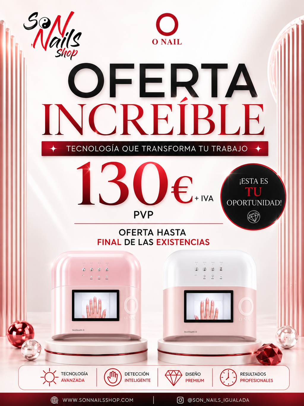 O'NAIL LAMPARA IA DE UÑAS PROFESIONAL ROSA