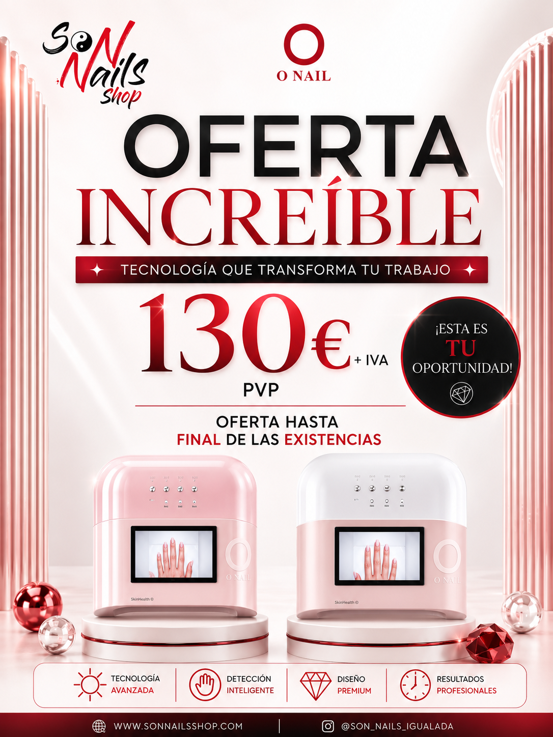 O'NAIL LAMPARA IA DE UÑAS PROFESIONAL ROSA