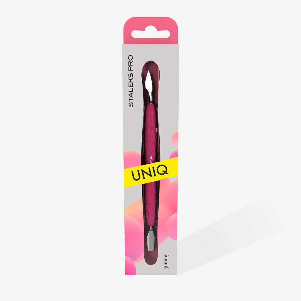 STALEKS PRO EMPUJADOR DE MANICURA UNIQ 10 "GUMMY" MANGO DE SILICONA 10/3