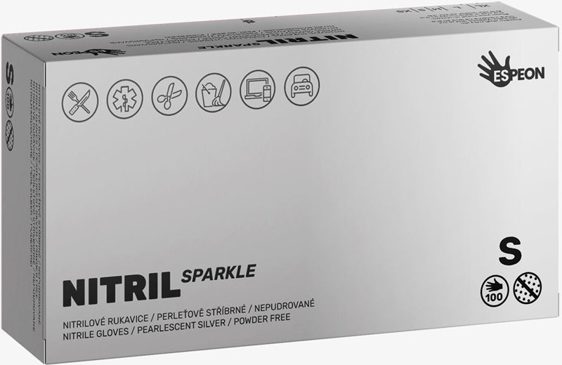 GUANTES NITRILO ESPEON PLATA PERLADO TALLA S 100 UDS