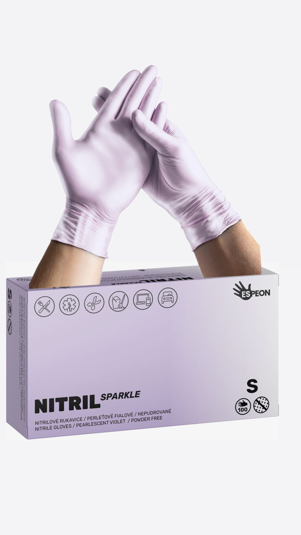 GUANTES NITRILO ESPEON LILA PERLADO TALLA S 100 UDS