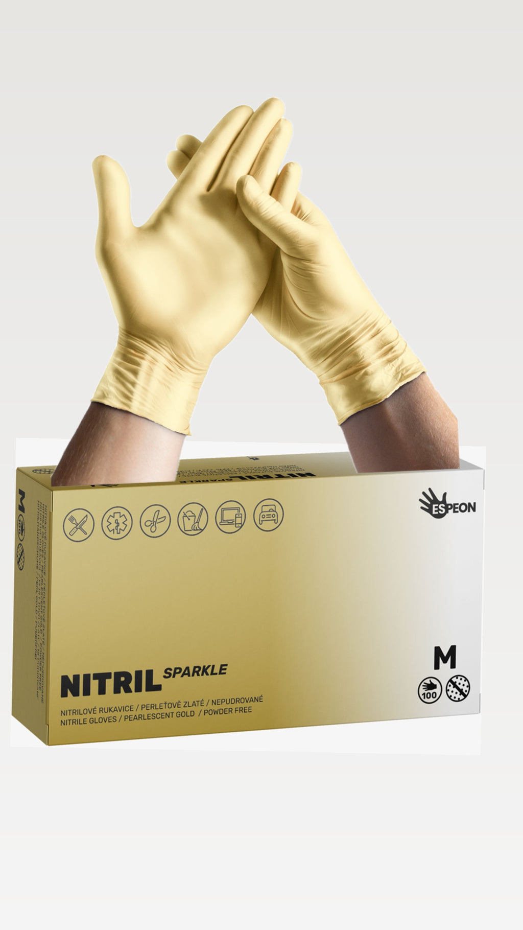 GUANTES NITRILO ESPEON ORO PERLADO TALLA M 100 UDS