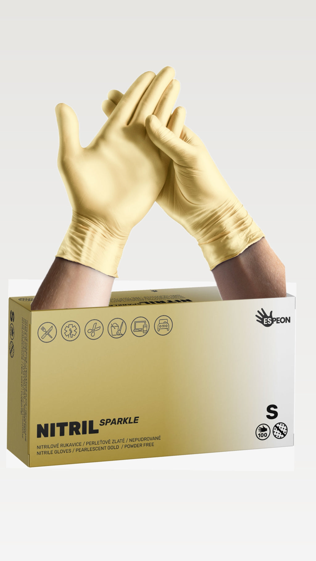GUANTES NITRILO ESPEON ORO PERLADO TALLA S 100 UDS