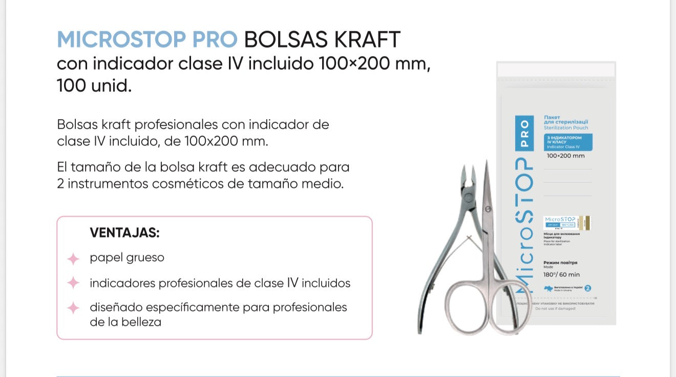 BOLSA HORNO/AUTOCLAVE PAPEL 100/200 MICROSTOP 100 UNI.