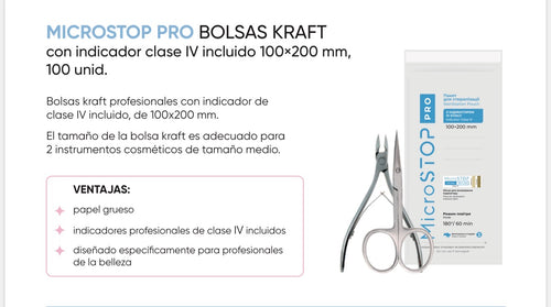 BOLSA HORNO/AUTOCLAVE PAPEL 100/200 MICROSTOP 100 UNI.