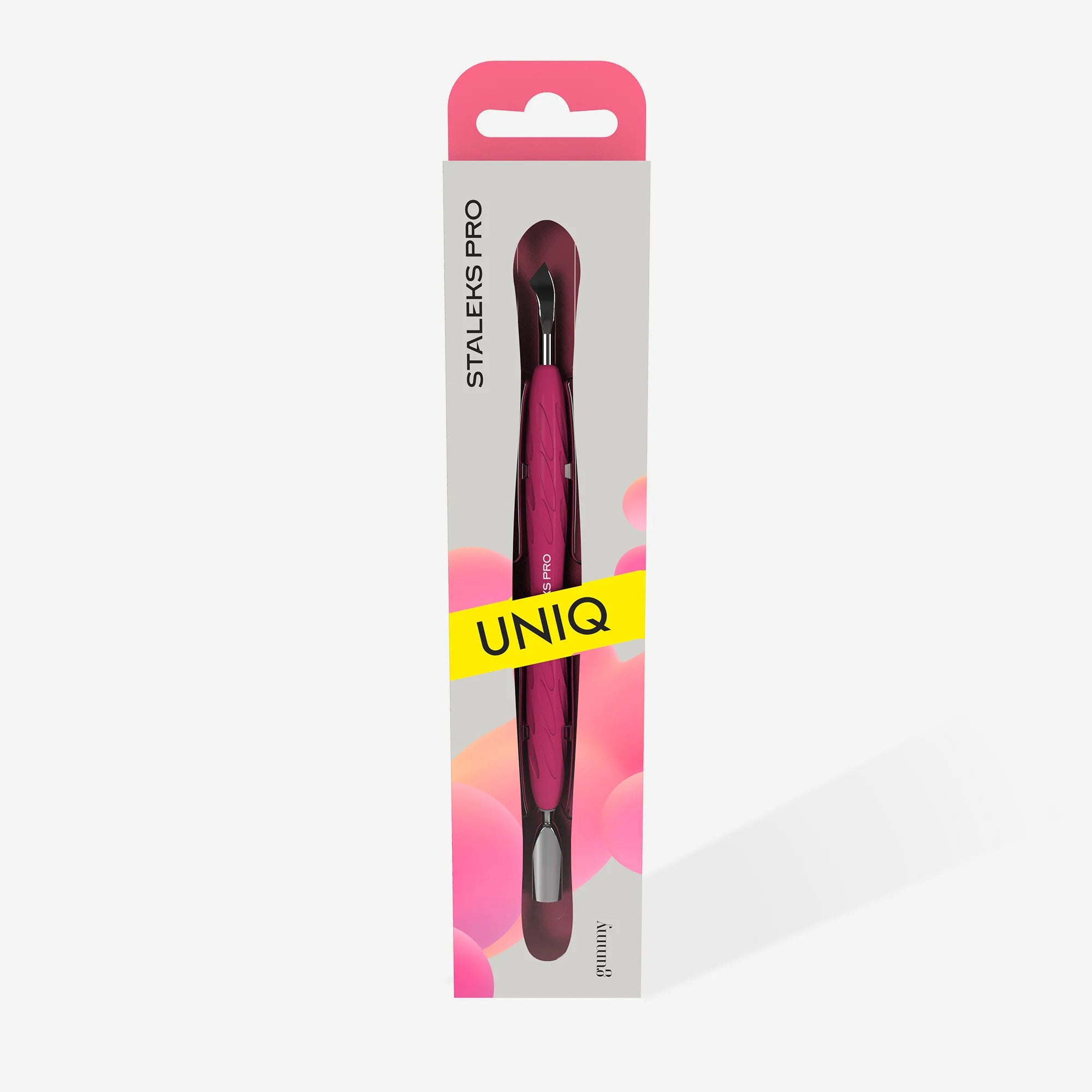 STALEKS PRO EMPUJADOR DE MANICURA UNIQ 10 "GUMMY" MANGO DE SILICONA 10/4,2