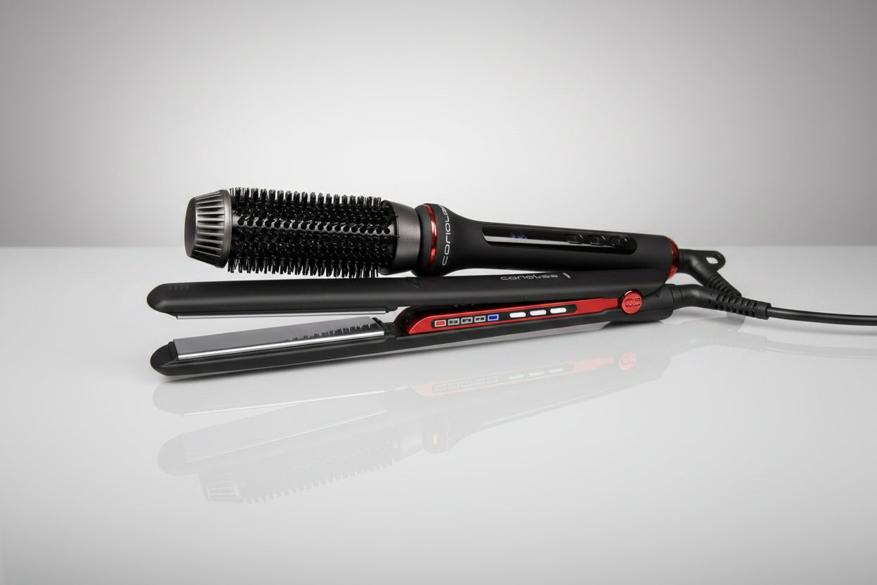 KIT PLANCHA C3 + CEPILLO HOT BRUSH BLACK RED