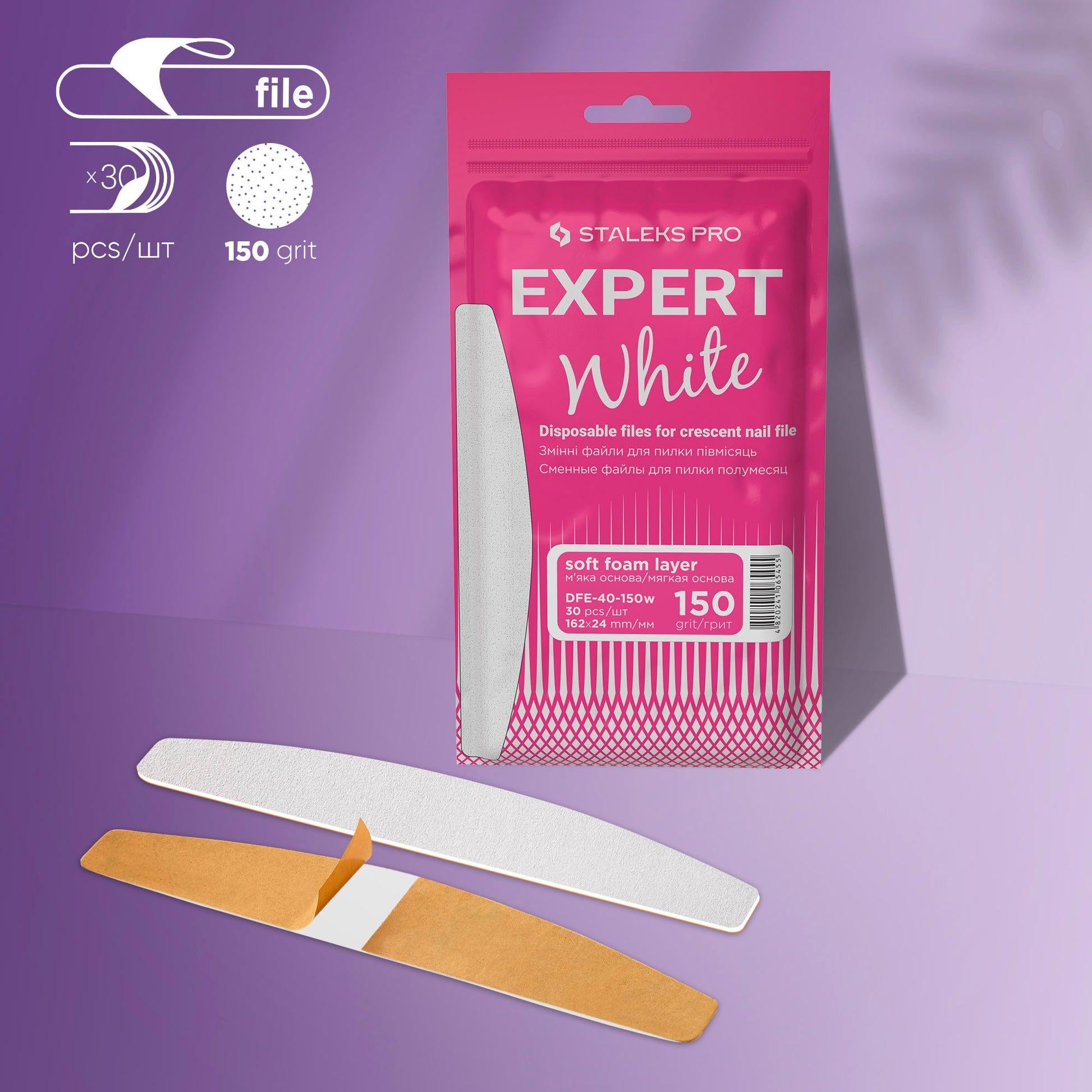 STALEKS PRO LIMAS DESECHABLES MEDIA LUNA BASE BLANDA EXPERT 40 GRANO 150 (30 UNID.)