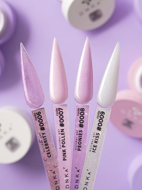 Muestras de gel DNKa' BUILDER GEL NEW FORMULA #0007 PINK POLLEN 15ML para manicura profesional uñas.