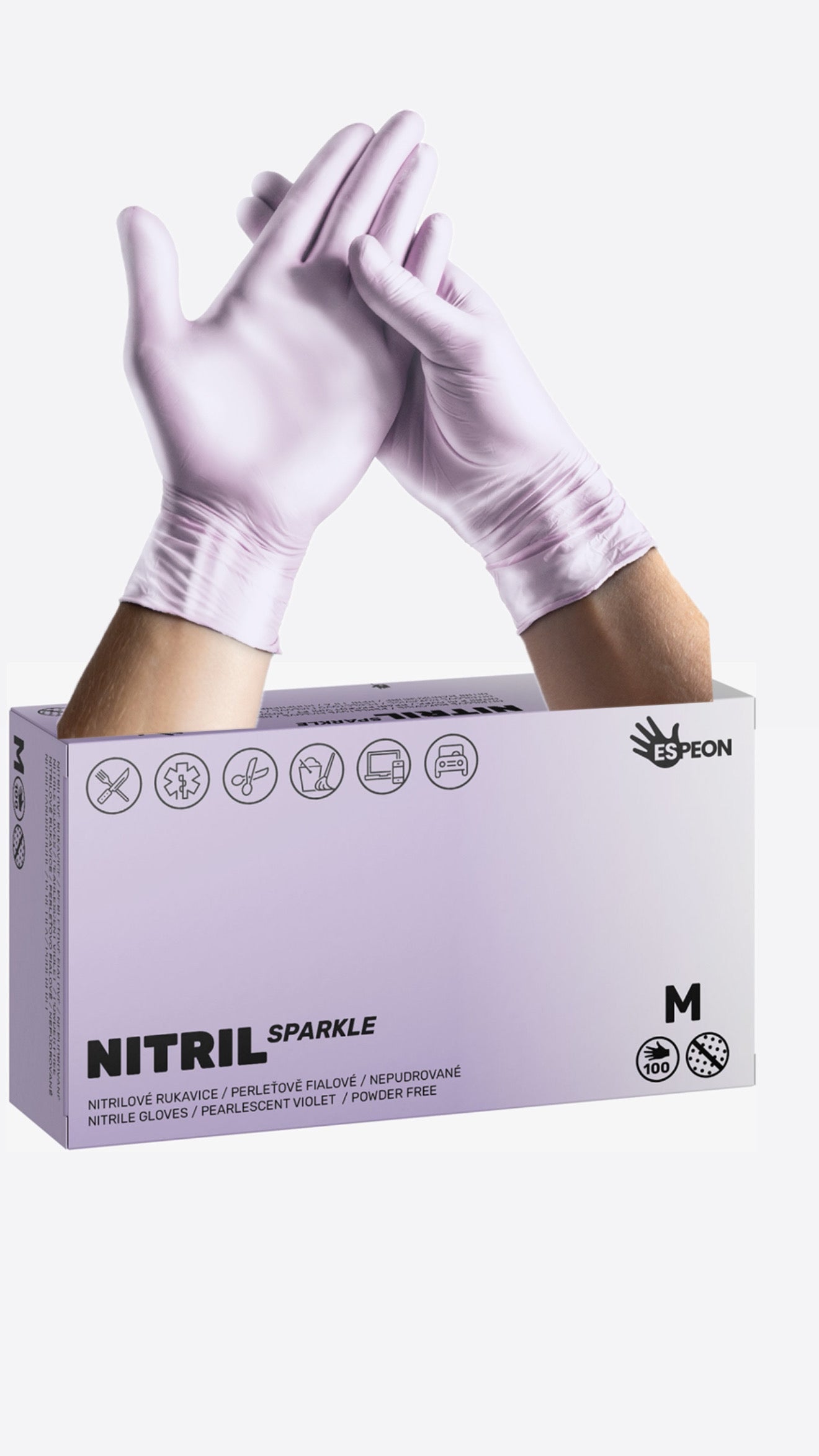 GUANTES NITRILO ESPEON LILA PERLADO TALLA M 100 UDS