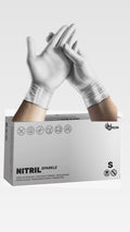 GUANTES NITRILO ESPEON PLATA PERLADO TALLA S 100 UDS