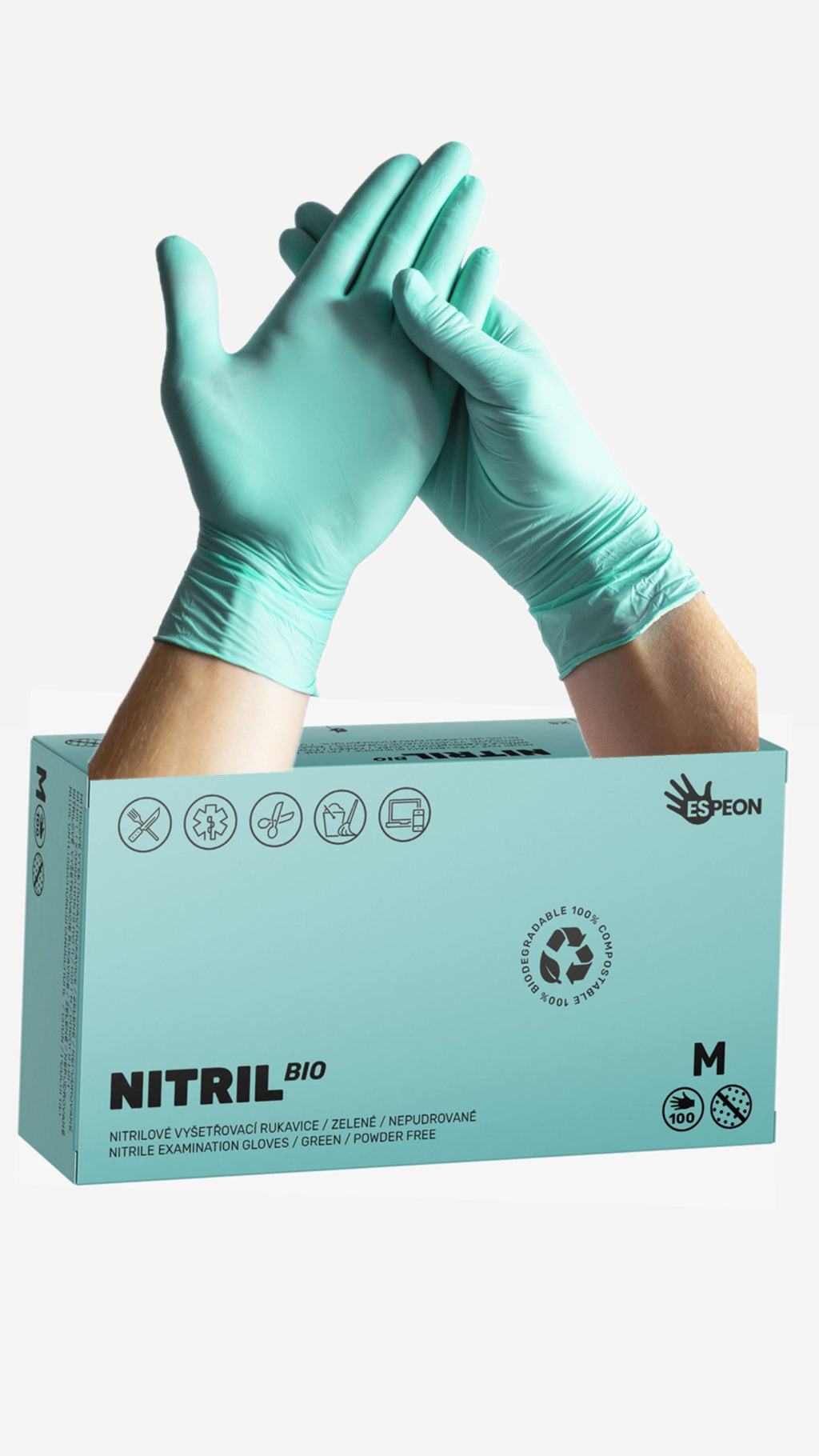 GUANTES NITRILO ESPEON BIO VERDE TALLA M 100 UDS