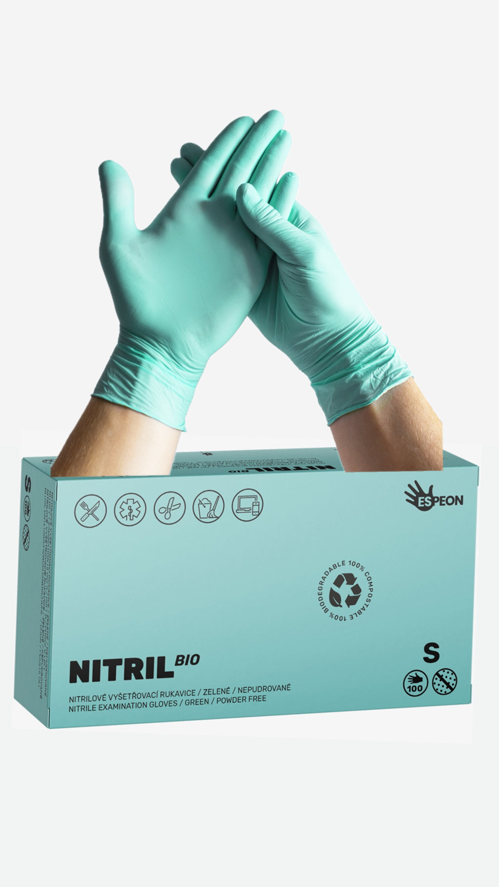 GUANTES NITRILO ESPEON BIO VERDE TALLA S 100 UDS