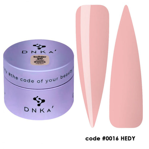 DNKa' BUILDER GEL NEW FORMULA #0016 HEDY, gel de modelado para manicura profesional uñas.