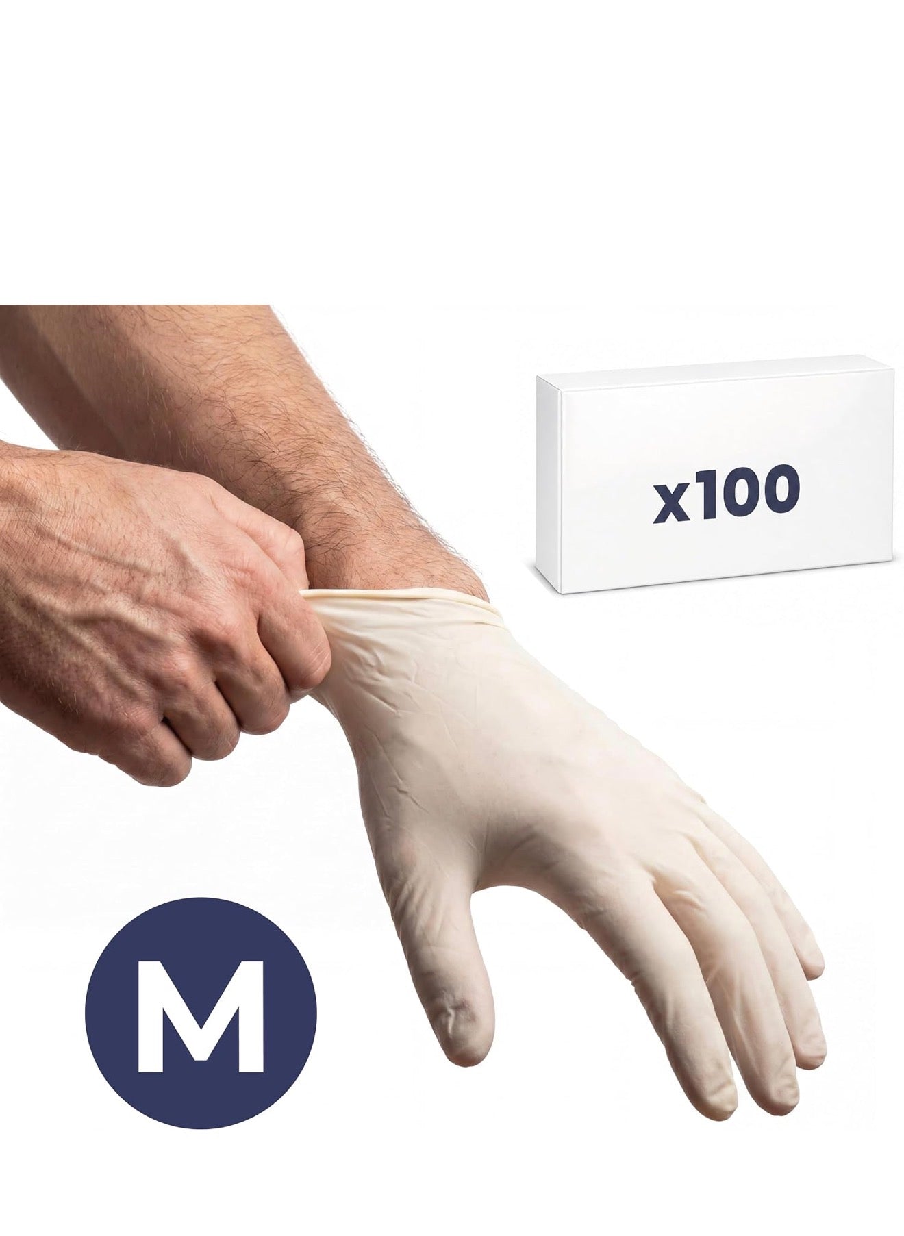 Guantes látex sin polvo talla M Santex blancos – Caja de 100 unidades