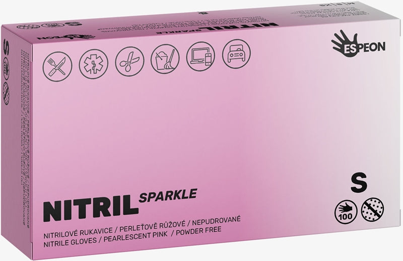 GUANTES NITRILO ESPEON ROSA PERLADO TALLA S 100 UDS