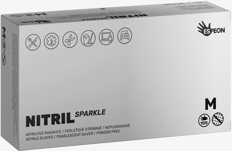 GUANTES NITRILO ESPEON PLATA PERLADO TALLA M 100 UDS