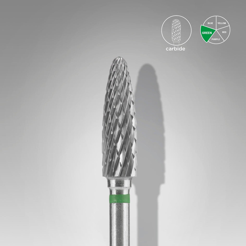 STALEKS PRO BROCA DE CARBURO EXPERT CONO VERDE DIÁMETRO 4MM / PARTE ÚTIL 14MM