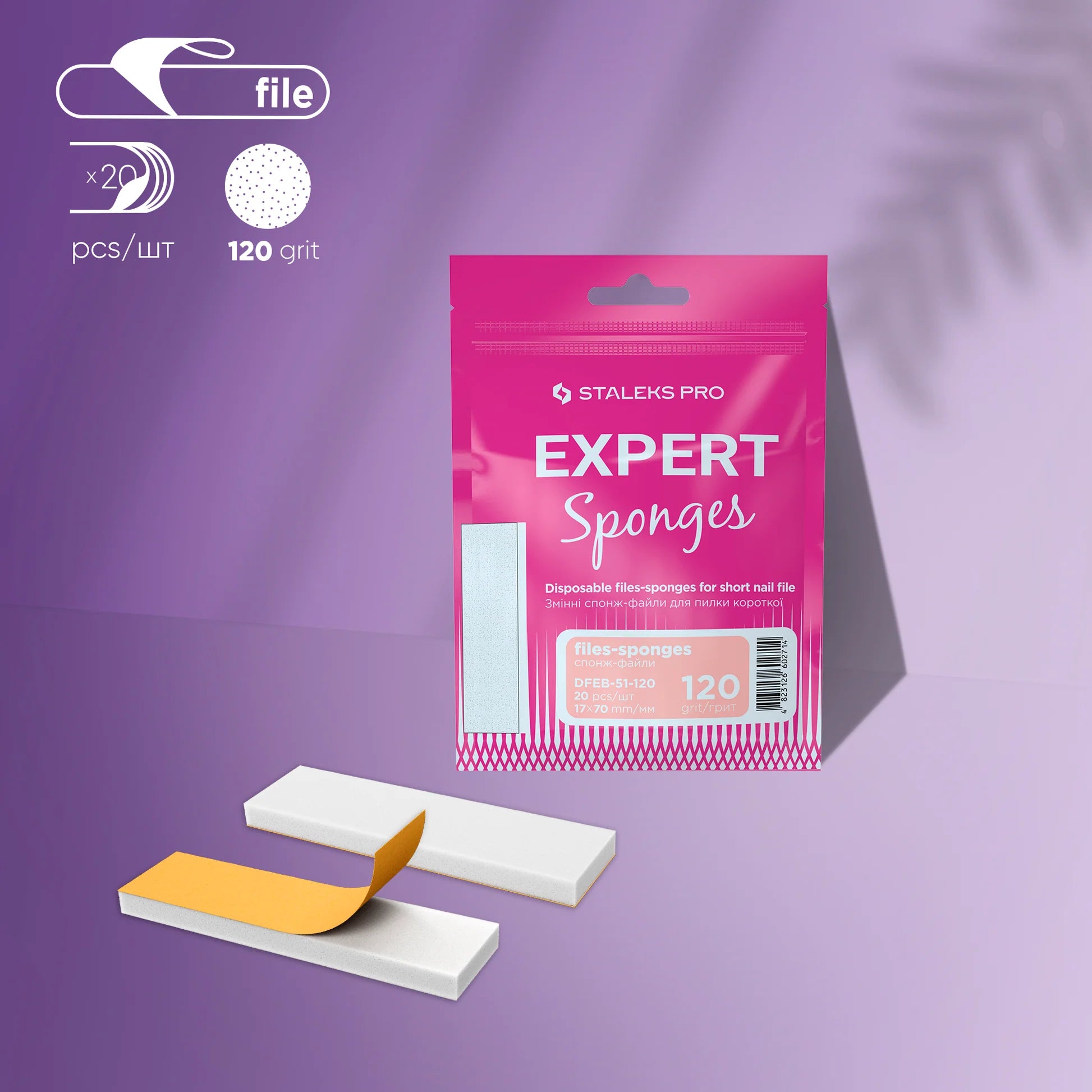 STALEKS PRO EXPERT 51 LIMAS-ESPONJAS ADHESIVAS PARA LIMA CORTA, 120 GRIT (20 UDS.)