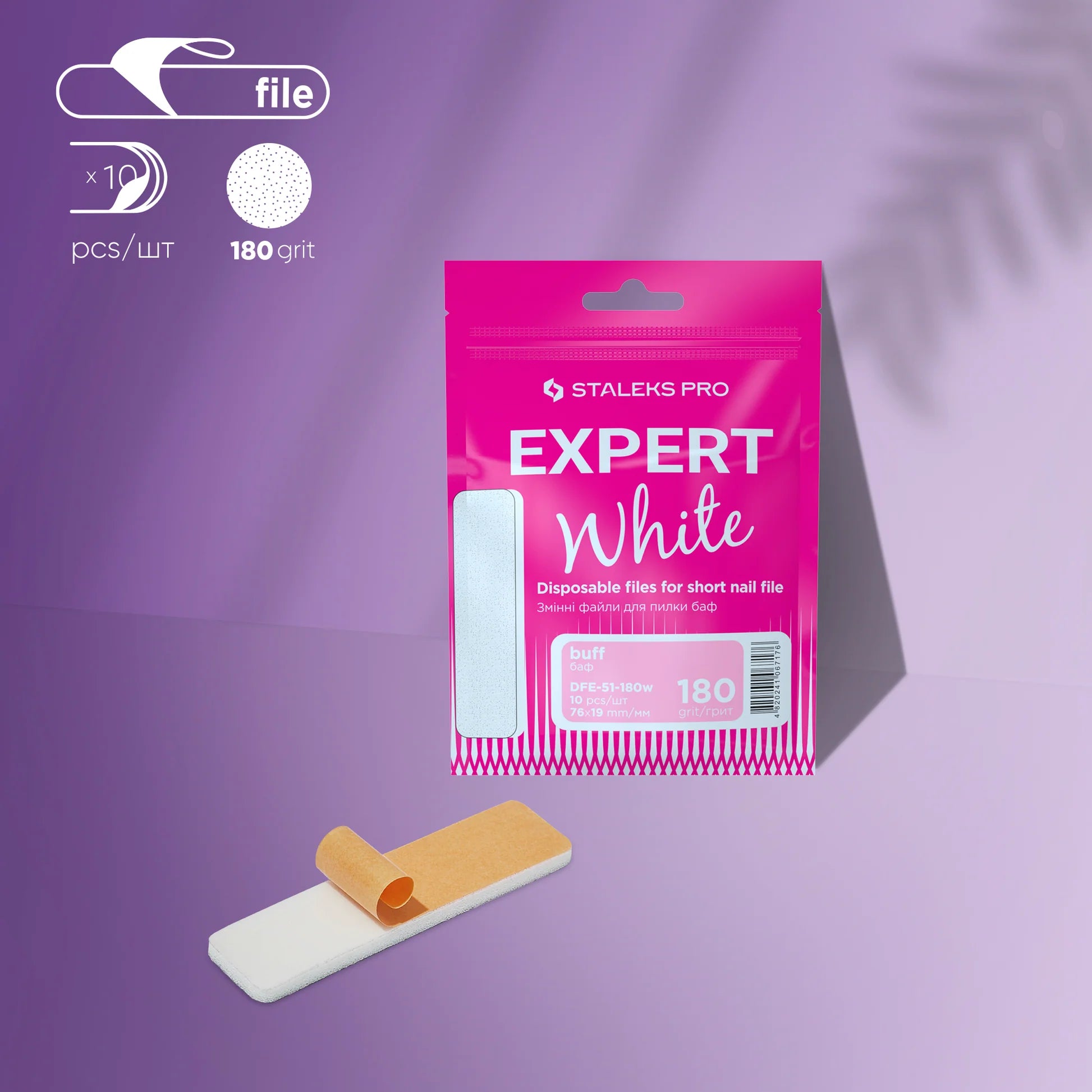 STALEKS PRO EXPERT 51 LIMAS-ESPONJAS ADHESIVAS PARA LIMA CORTA, 180 GRANO (10 UDS.)