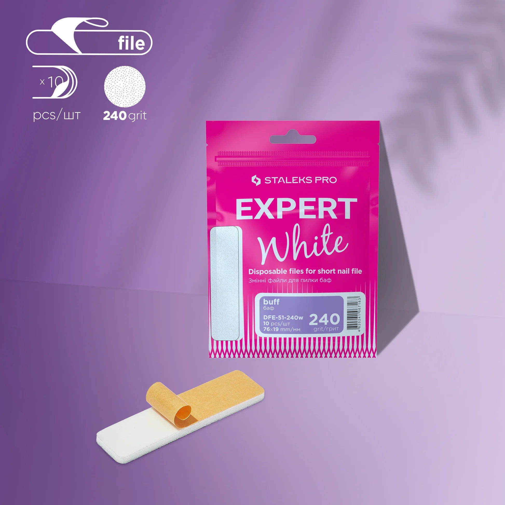 STALEKS PRO EXPERT 51 LIMAS-ESPONJAS ADHESIVAS PARA LIMA CORTA, 240 GRANO (10 UDS.)